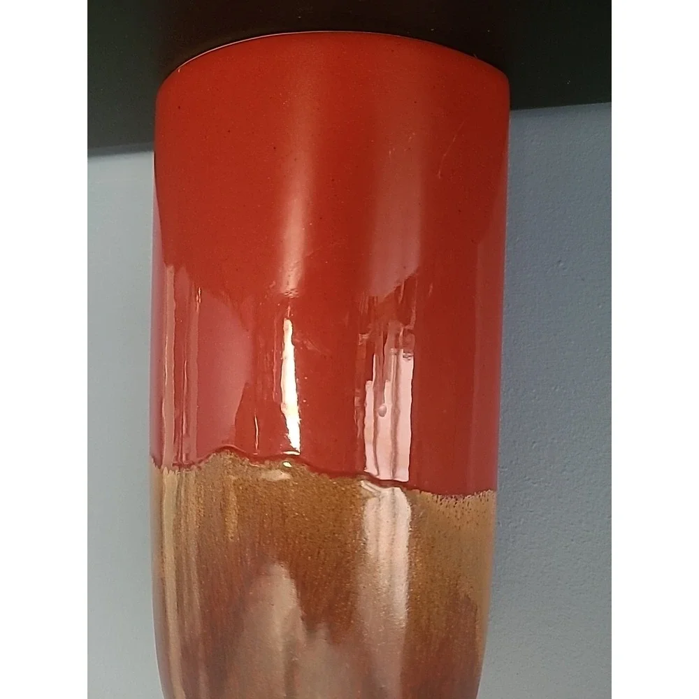 Vintage Lava Red Golden Brown Vase‎ Ceramic Vibrant 12